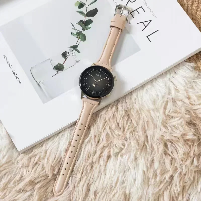 Correa para Samsung Galaxy watch 7/6/5/pro/4 Classic/active 2, pulsera de cuero delgada para Huawei watch GT 4-2-2e-3-3 pro, 20mm, 22mm - imagen 3