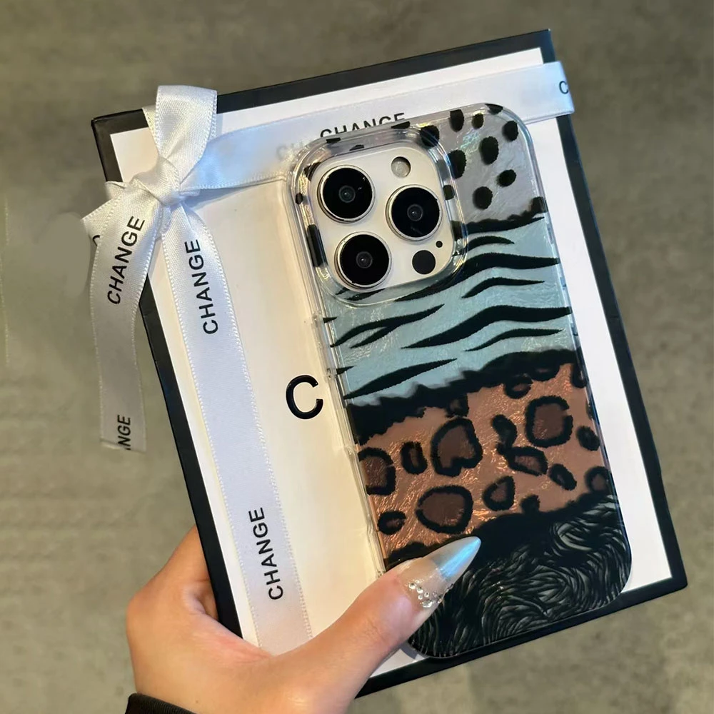 Funda de teléfono con estampado de leopardo y rayas marrones Retro para iphone 17 Air 16 15 14 13 11 12 Pro Max 7 8 Plus X XS XR SE 2022 2020 16e - imagen 3