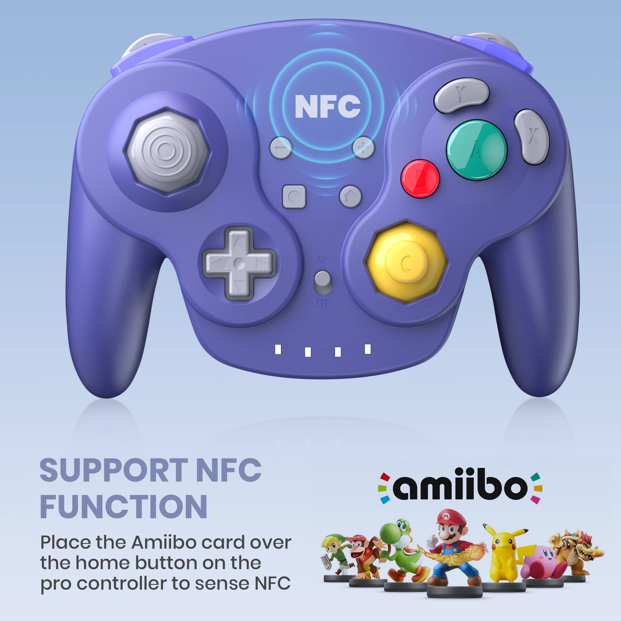 Controlador NFC inalámbrico para Switch Online, controlador NGC Style Pro Compatible con Switch Switch 2 PC/Steam - Eje giroscópico y Rumble