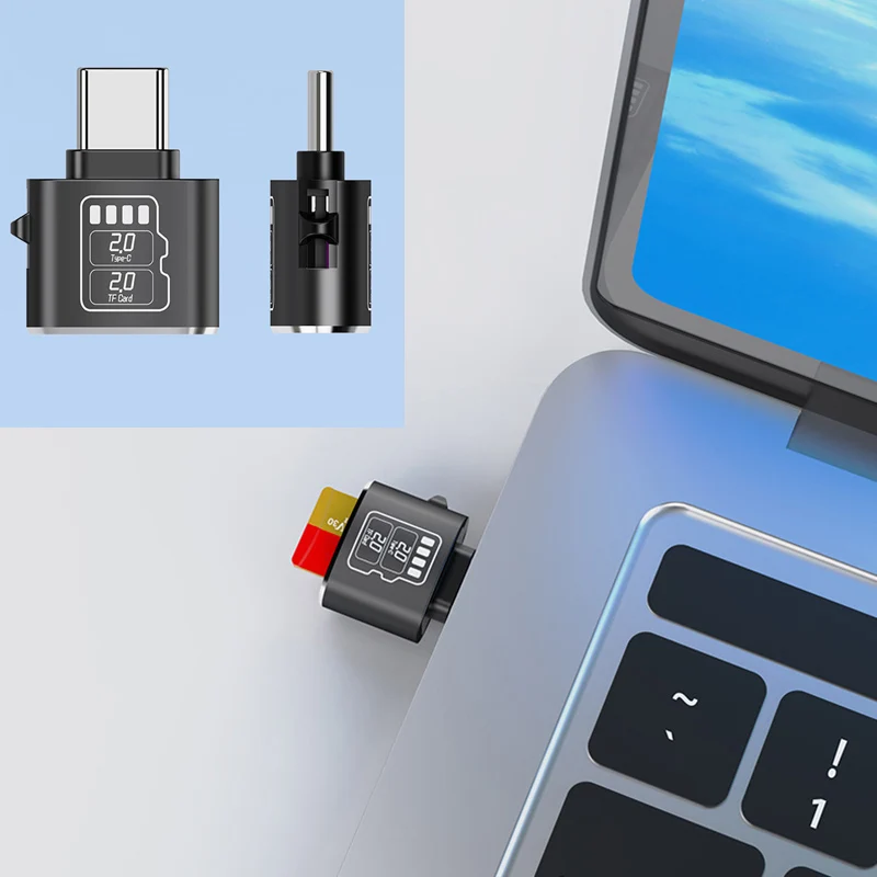 Lector de tarjetas OTG tipo C para unidad Flash Micro SD, grabador de tarjetas de memoria de teléfono TF para iPhone15, Huawei, Xiaomi, adaptador de transferencia de datos - imagen 2