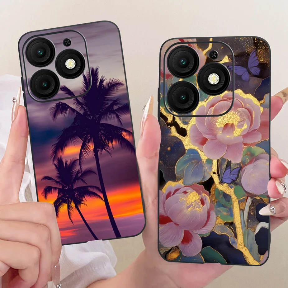 Para Itel A50 A50C 4G funda de lujo con lazo flores cubierta pintada funda de teléfono de silicona suave para Itel A50C A 50 C ItelA50 ItelA50C Fundas - imagen 2
