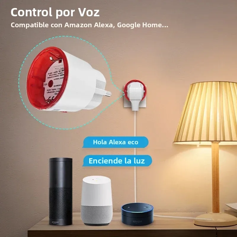 Tuya WiFi enchufe inteligente UE con monitoreo de energía sincronización Control de voz funciona con Alexa Google Home Smart Life - imagen 3