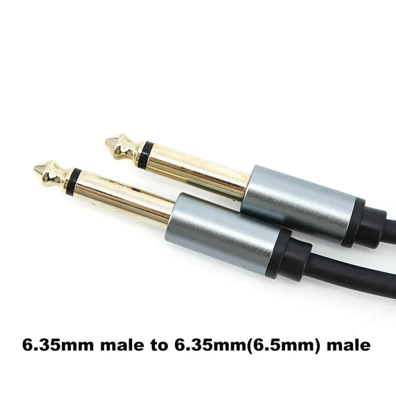 Placa dorada de 2 polos mono 6,5 6,35mm macho a 6,35 macho Audio equilibrado TRS 1/4 Cable amplificador de altavoz para teclado de guitarra - imagen 3