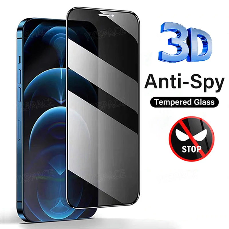 Protector de pantalla antiespía de cubierta completa 3D para iPhone X XR XS 11 12 13 Mini 14 15 16 Pro Max 8 Plus SE 2020 vidrio templado de privacidad - imagen 2