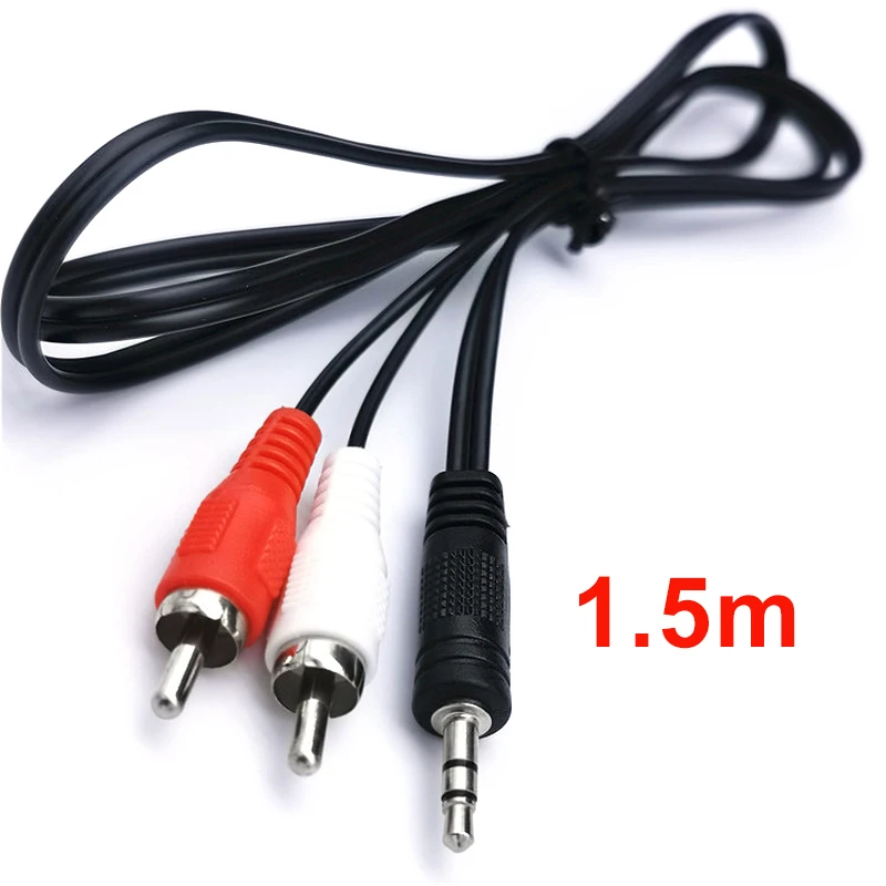 Conector de 3,5mm a 2 Cables de Audio RCA estéreo 3,5mm macho a 2RCA macho Cable auxiliar Coaxial para TV sonido portátil altavoces Mp3 1,5 M - imagen 2