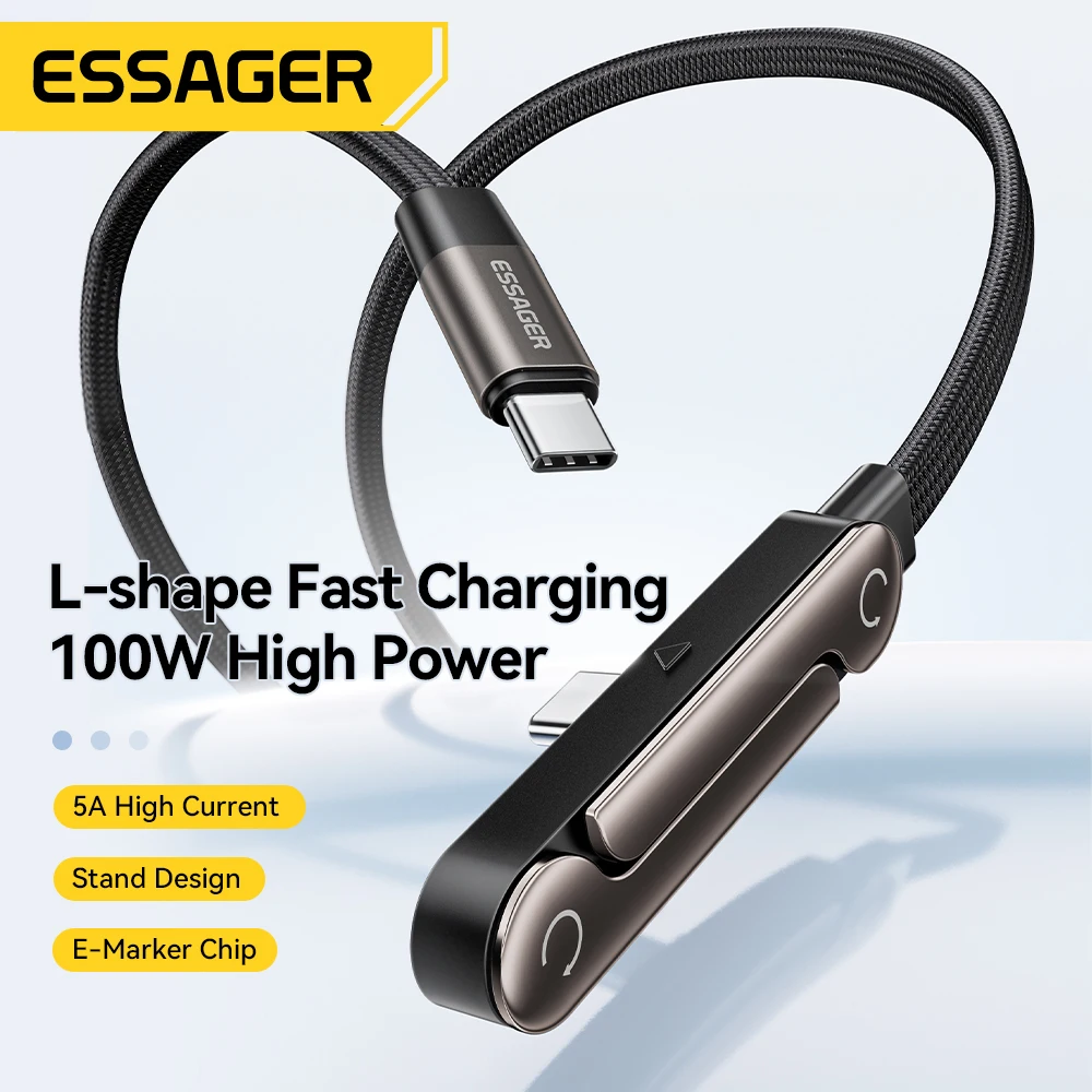 Essager 100W Cable tipo C Cable plegable para teléfono PD carga rápida para iPhone 17 16 15 Pro Max Macbook Samsung Huawei Xiaomi - imagen 4