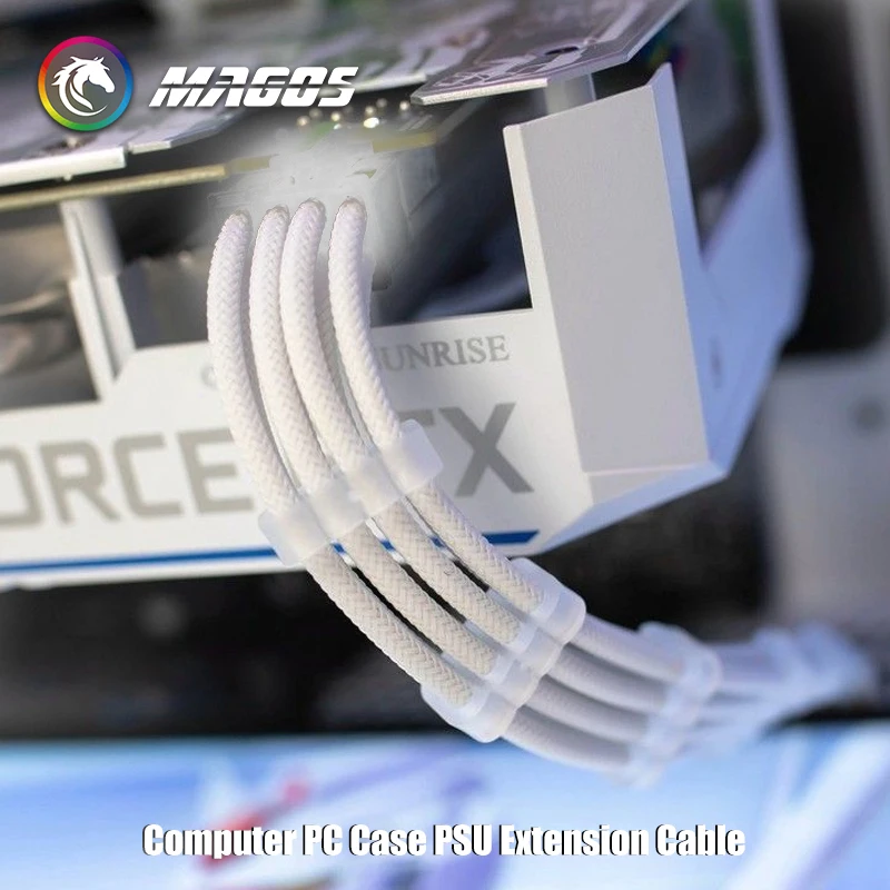 Cable de extensión para fuente de alimentación de computadora, ATX-24Pin GPU-8Pin CPU-8Pin 18AWG Cable de alimentación con peines, longitud 300 mm negro/blanco - imagen 5