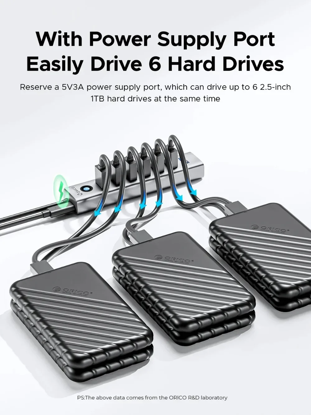 ORICO USB-A 3,0 HUB 4/7 puertos divisor aleación de aluminio + ABS transmisión de alta velocidad 5Gbps HUB expansión accesorios de PC para ordenador portátil - imagen 5