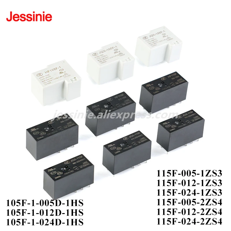 2 uds/1 unidad relé de alta potencia HF105F HF115F -1-005D 1-012D 024D -005 012 024 -1HS 1ZS3 2ZS4 5V 12V 24V 30A 16A 8A 4 pines 8 pines