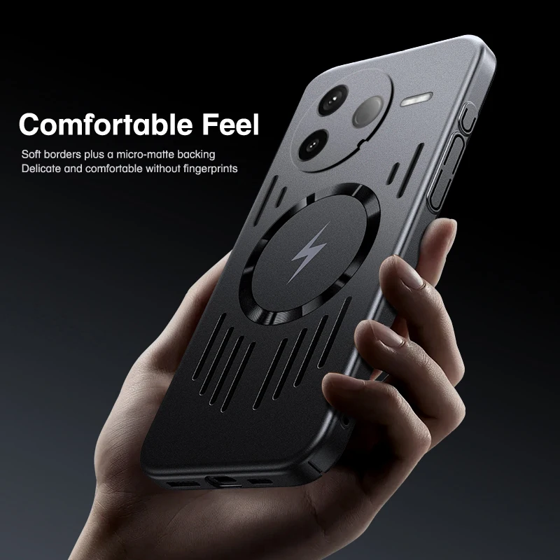 Funda magnética de disipación de calor con pintura de Metal de PC suave para Magsafe XIAOMI POCO X6 X7 Pro F6 F7 Pro Ultra contraportada - imagen 3