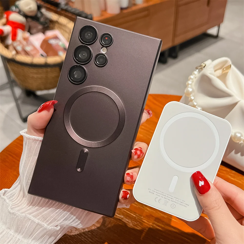 Armadura mate metálica de lujo para funda magnética Magsafe para Samsung S24 S23 S22 S21 Ultra Plus FE Note20 A15 A05S A55 A35 - imagen 4