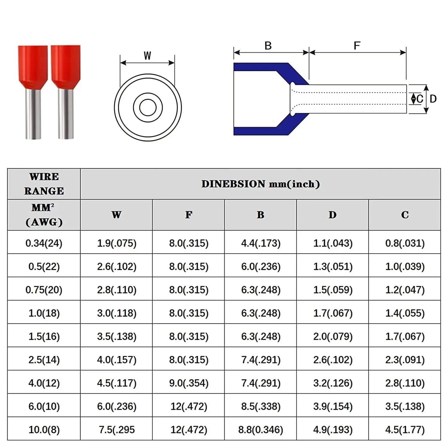 Kit de casquillos de cable piezas, Conector de crimpado de casquillos de Terminal de cable aislado, Terminal de Pin E0508/E7508/E1008/E1508/E2508, 500 - imagen 5