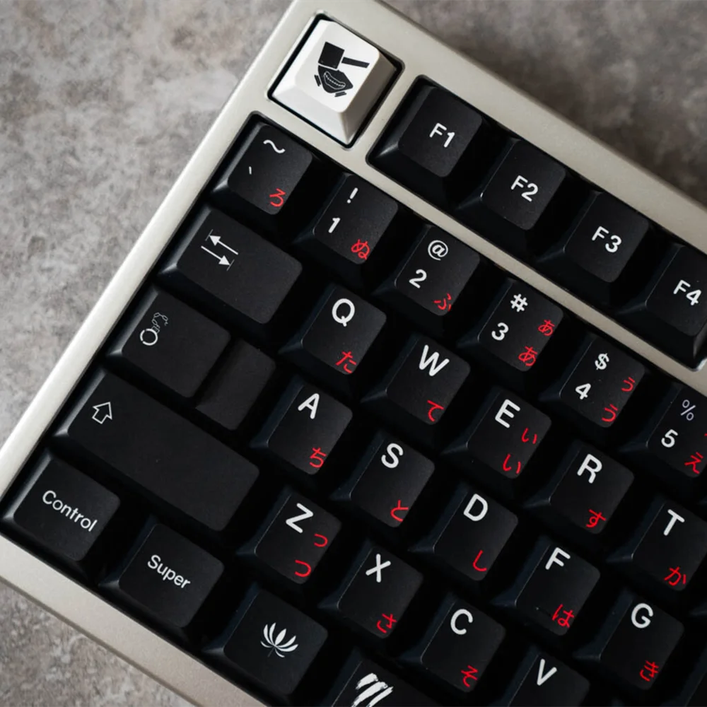 Teclas negras y rojas para Teclado mecánico de Gaming, conjunto de 142 teclas japonesas ISO Enter PBT DYE, sublimación, perfil de cereza - imagen 2