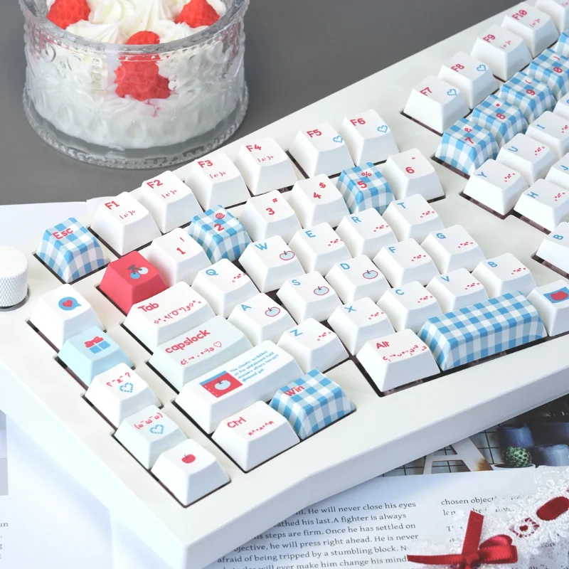 Guoguo Yan texto Keycap Cherry Moa Alice diseño Isol forma entrar clave azul blanco azul rojo Simple rejilla Keycap - imagen 5