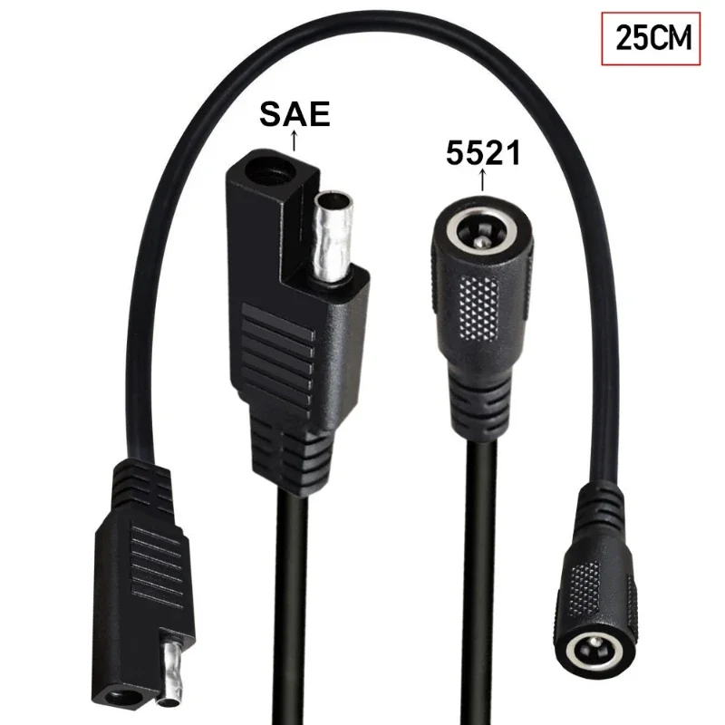 Cable de alimentación SAE a DC 5,5x2,1 para paneles solares de coche y motocicleta, Cable de alimentación SAE a DC 5521, línea de alimentación SAE 5,5x2,1