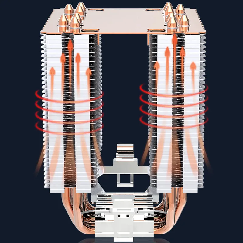 Enfriador de CPU de 6 tubos de calor, ventilador enfriador de aire silencioso para PC PWM de 4 pines para Intel LGA 1366 1700 1200 1150 1151 1155 2011 X79 X99 AM3 AM4 AM5 - imagen 4