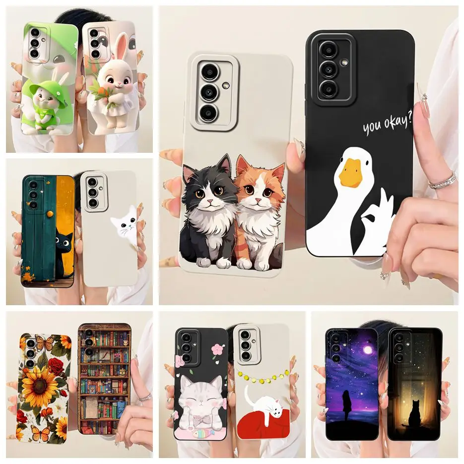Para Samsung Galaxy M54 5G funda SM-M546B lindo gato pato cubierta de dibujos animados suave TPU funda de teléfono para Samsung M14 M34 M54 5G Fundas parachoques