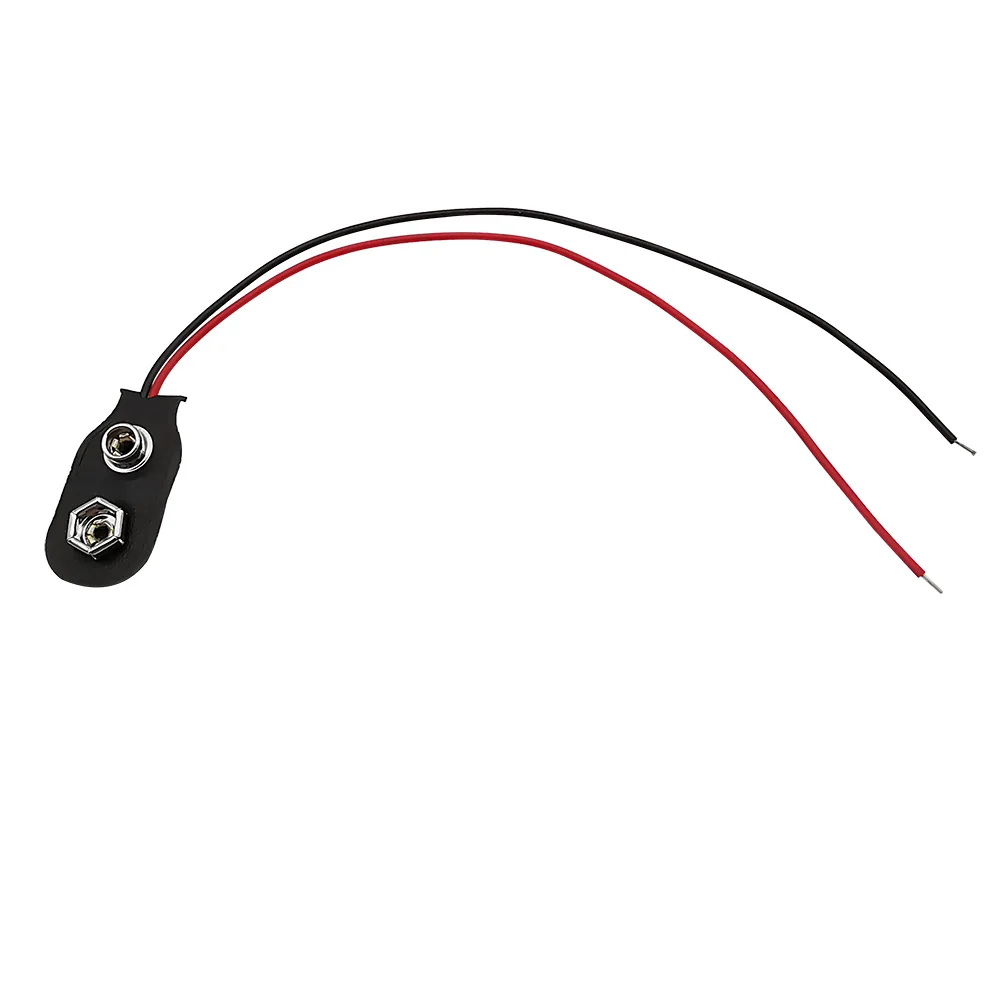 Conector a presión de batería, soporte de cables de plomo, tipo I, hebilla de batería de 9 voltios, 15CM, Negro, Rojo, 5 piezas, 9 V - imagen 3