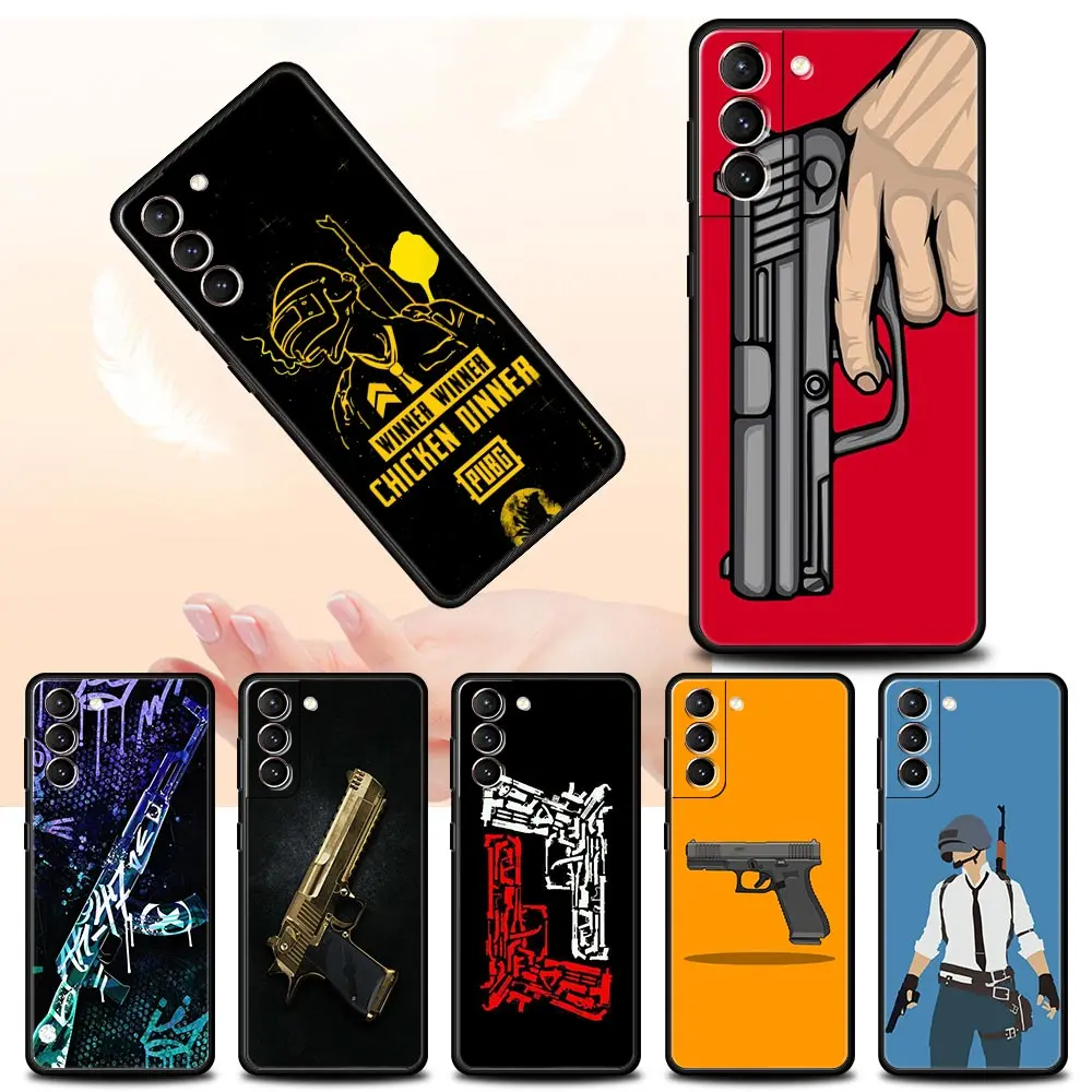Funda de teléfono con pistola de dibujos animados para Samsung Galaxy S24 S23 S22 Ultra S20 S21 FE 5G S10 S9 Plus S10E S8 S7 Edge, funda de silicona suave
