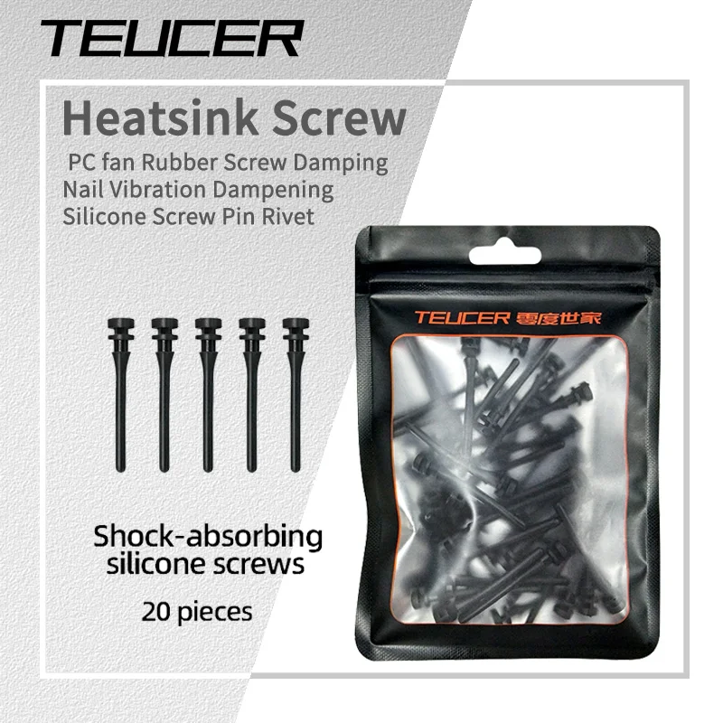 TEUCER 20 piezas de clavos adhesivos de amortiguación de vibración para ventilador de chasis de computadora, Clips de fijación para ventilador de radiador de CPU, instalación sin tornillos