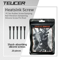 TEUCER 20 piezas de clavos adhesivos de amortiguación de vibración para ventilador de chasis de computadora, Clips de fijación para ventilador de radiador de CPU, instalación sin tornillos