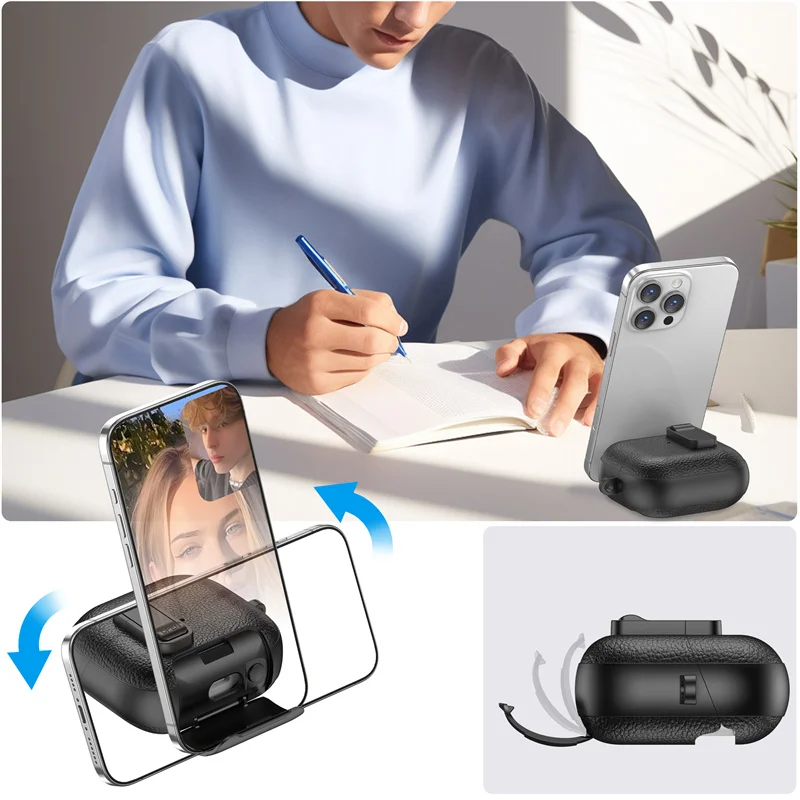 Funda protectora con textura de cuero para Samsung Galaxy Buds 3 FE Buds 3 Pro, accesorios para auriculares con interruptor y soporte - imagen 3