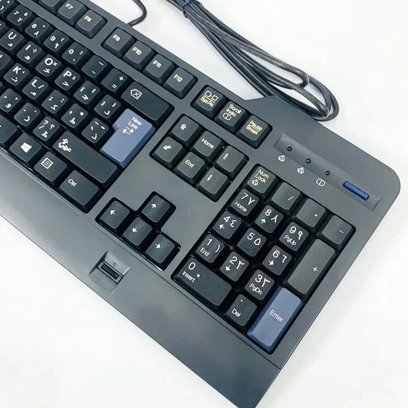 Teclado de identificación de huellas dactilares con diseño árabe kuf1256 para Lenovo teclado con cable USB compatible con windows10 8 7 windows hello - imagen 4