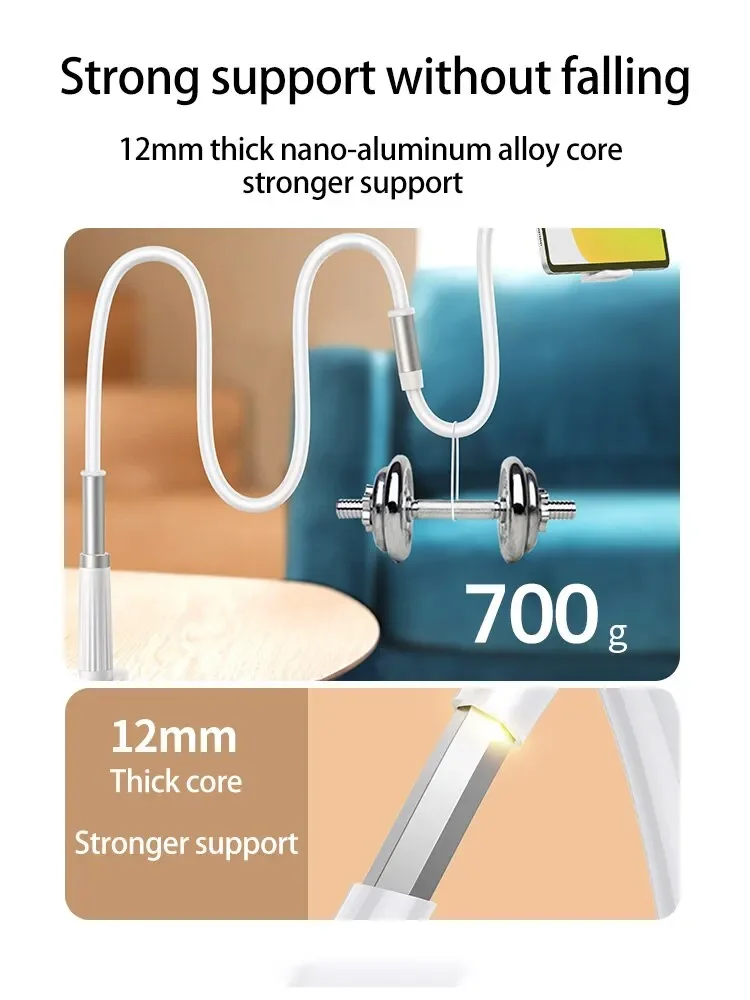 Soporte para teléfono móvil con Clip 360, soporte portátil Flexible para cama perezosa, soporte de escritorio para iPhone, Samsung, Xiaomi, 70cm - imagen 4