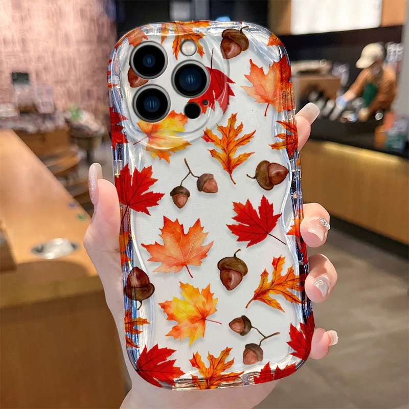 Funda de piña de Hojas de arce para iPhone 17 Air 16 E 15 14 Plus 13 12 Mini 11 Pro Max, Fundas suaves de silicona líquida a prueba de golpes - imagen 4