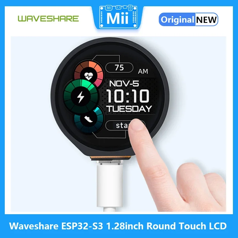 Placa de desarrollo Waveshare ESP32-S3, con LCD táctil redondo de 1,28 pulgadas, tamaño compacto, acelerómetro y sensor giroscopio