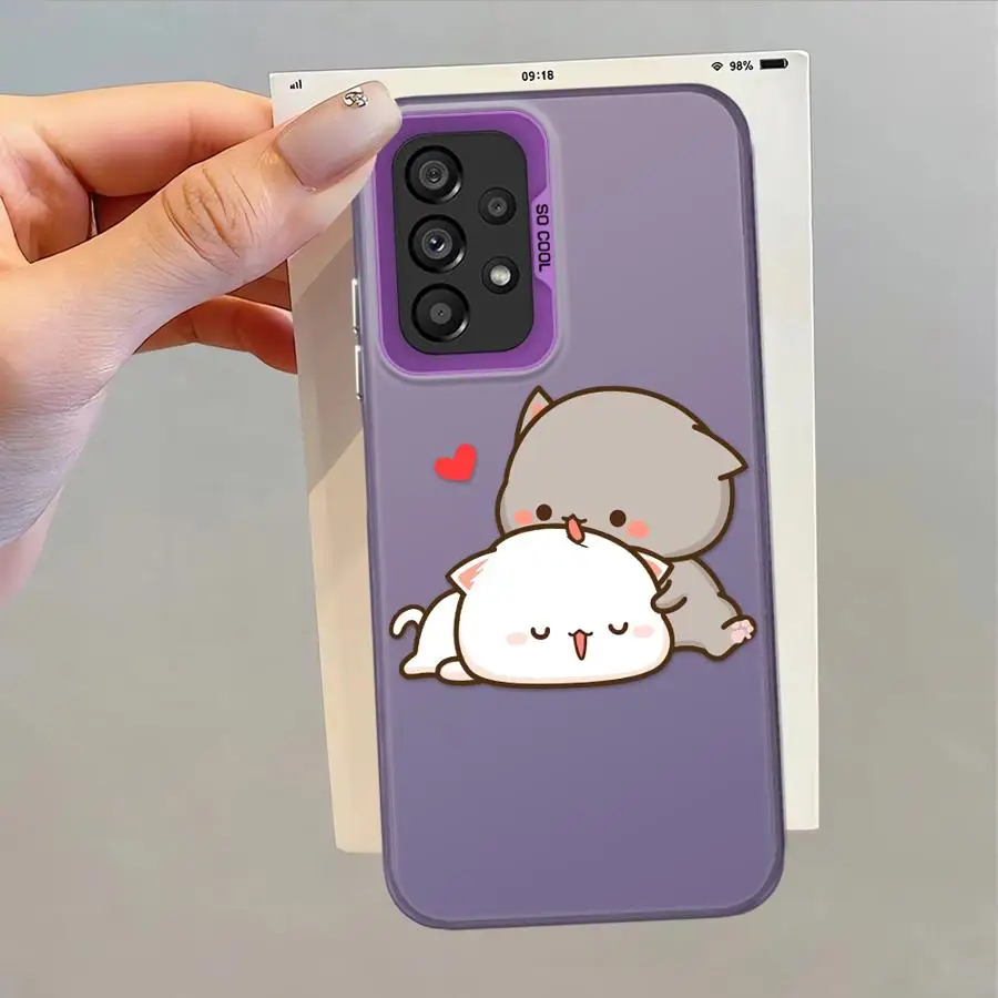 Funda trasera de teléfono con dibujos de pareja de gatos para Samsung Galaxy A13 A20s A11 A04e A03 A50 A06 A15 A14 A16 A02 A12 - imagen 4