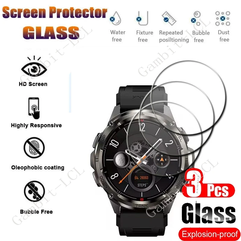 3 uds 9H Protector de pantalla de vidrio templado para KOSPET TANK T3 Ultra GPS reloj inteligente TANKT3 T3Ultra Sport SmartWatch película de cubierta
