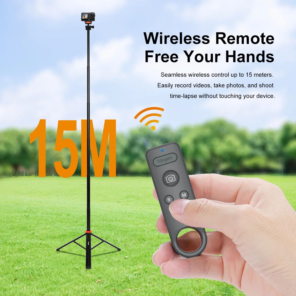 Cámara deportiva inalámbrica Control remoto Bluetooth Compatible con DJI Action5Pro/Action4/Osmo 360, 15 m (49 pies) disparo de largo alcance - imagen 5