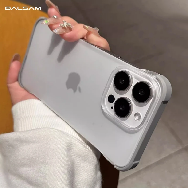 Funda de teléfono transparente mate ultrafina sin marco para iPhone 15Pro 14 13 12 15 Pro Max cubierta trasera translúcida de PC dura a prueba de golpes - imagen 2