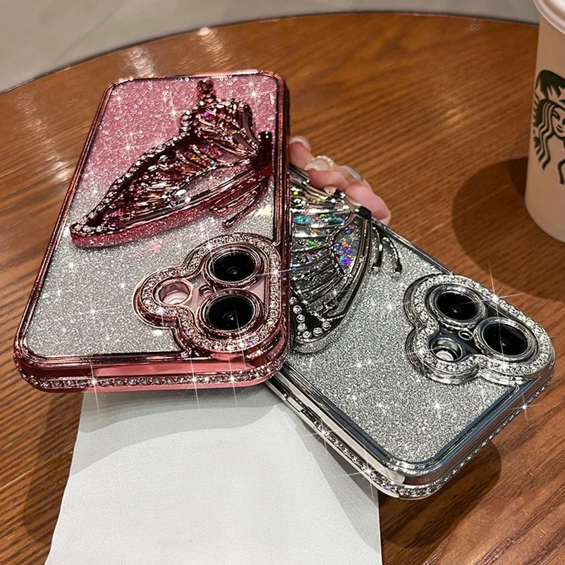 Funda de mariposa 3D de lujo para iPhone 17 Air 16 15 13 12 11 14 Pro Max Plus Bling Diamond Glitter Plating Funda trasera suave - imagen 5