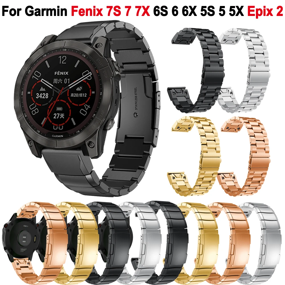 Correa de reloj de Metal QuickFit 20/22/26mm para Garmin Fenix 7X 7 7S 6 6S 6X Pro 5X 5 Epix 2 pulsera de acero inoxidable para reloj inteligente