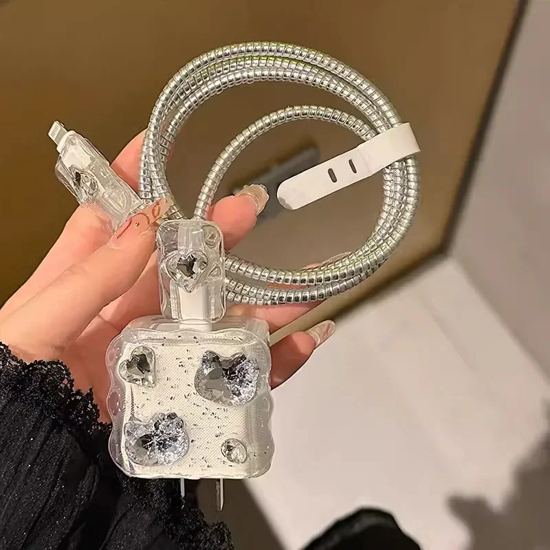 Funda de cargador de flores de animales en 3D para IPhone, cubierta de protección de carga con lazo transparente, funda de cargador para IPhone 11, 12, 13, 14, 15, 18W-20W - imagen 5