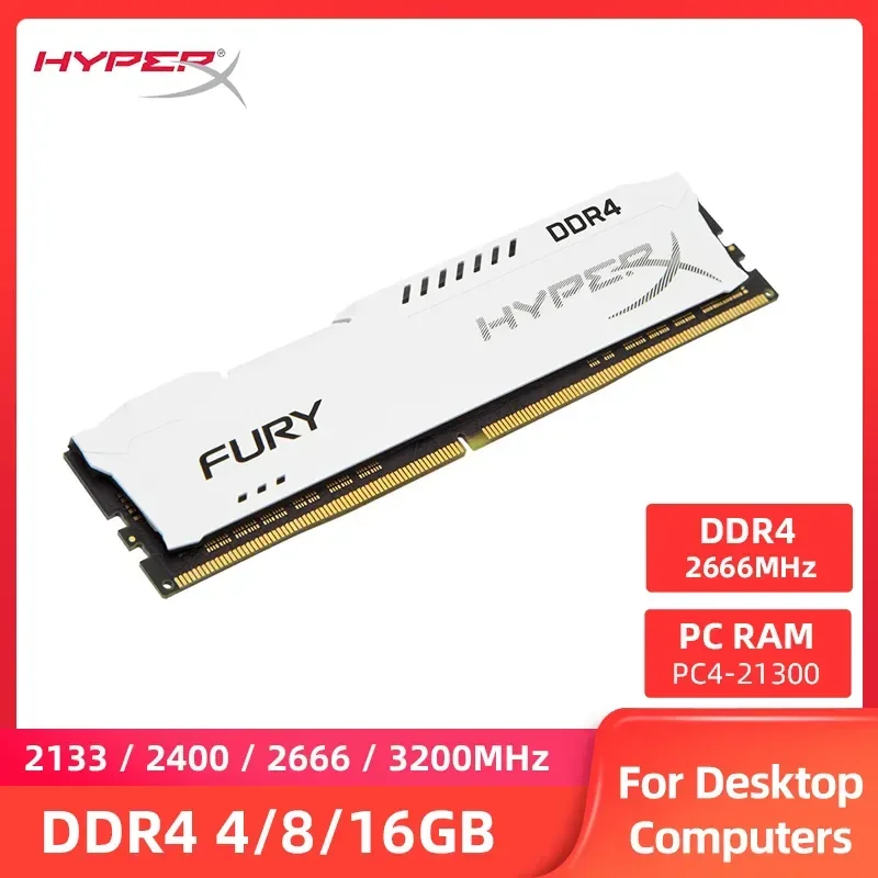 HyperX Fury Memoria RAM DDR4 4GB 8GB 16GB 3600MHz 3200MHz 2666MHz 2400MHz 2133MHz Memoria de escritorio DIMM PC4-25600 21300 1,2 V 288 pines - imagen 2