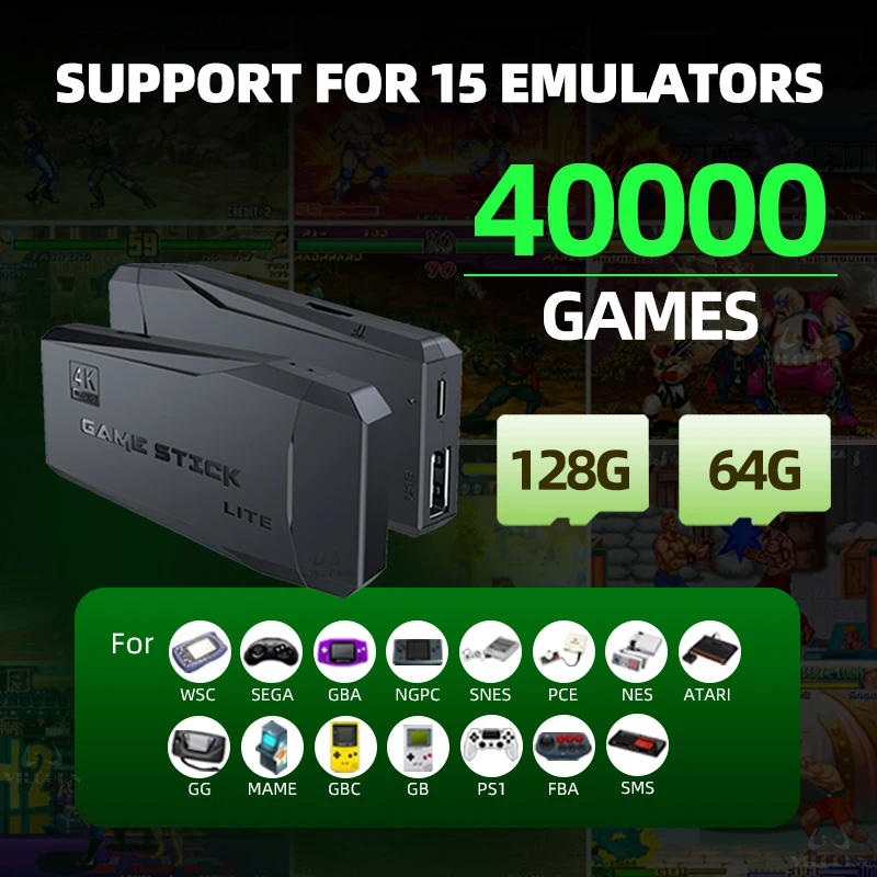 Consola de videojuegos Arcade 4K HD, palo de juegos Retro para Mame FBA PS1, emulador Arcade con Joystick Dual - imagen 3