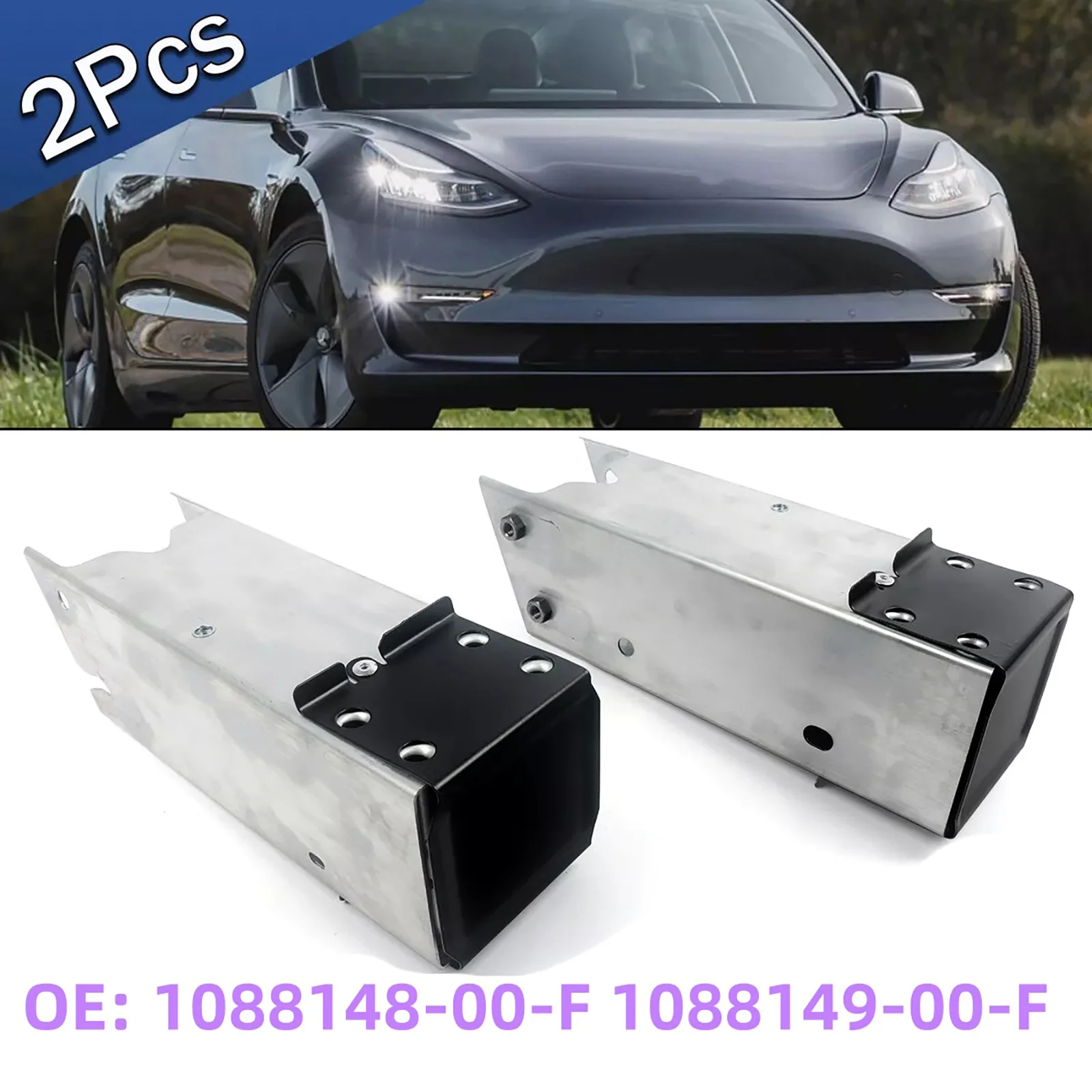 Soporte de parachoques izquierdo y derecho para coche, extensión de riel, lata de aplastamiento para Tesla Model 3 2017-2023, accesorios de repuesto para automóviles, 2 unids/set