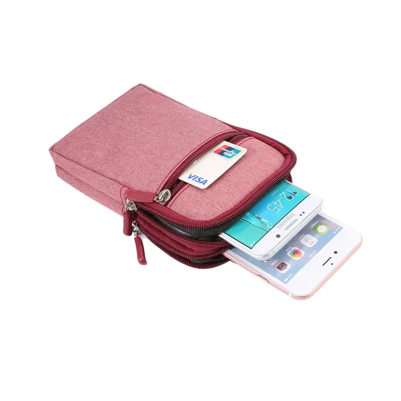 Funda Universal para teléfono móvil de 6,9 pulgadas, Cartera de tela vaquera con múltiples capas y cremallera, bolso de cintura con mosquetón, funda con Clip para cinturón - imagen 4