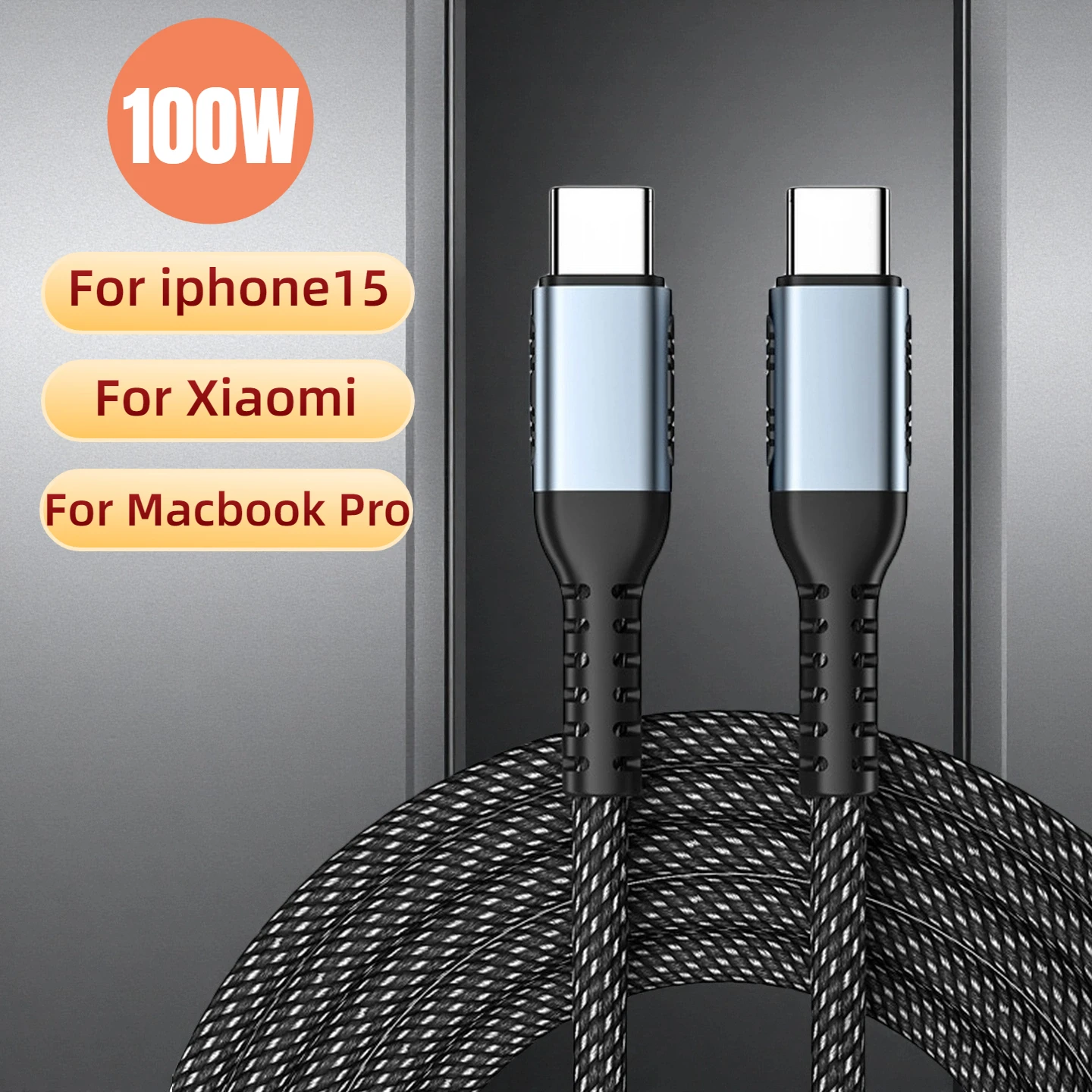 Cable de carga ultra rápida PD100W tipo Usb C 100W tipo c Cable cargador para iphone 15 xiaomi MacBook Pro con chip E-Marker 1M - imagen 2