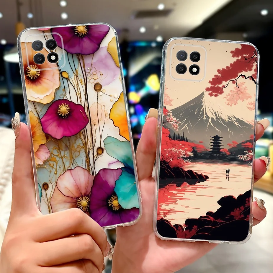 Para Oppo A73 5G funda CPH2161 funda pintada de flores coloridas funda de teléfono de silicona suave para Oppo A72 A 72 73 OppoA73 5G Fundas bolsas - imagen 3