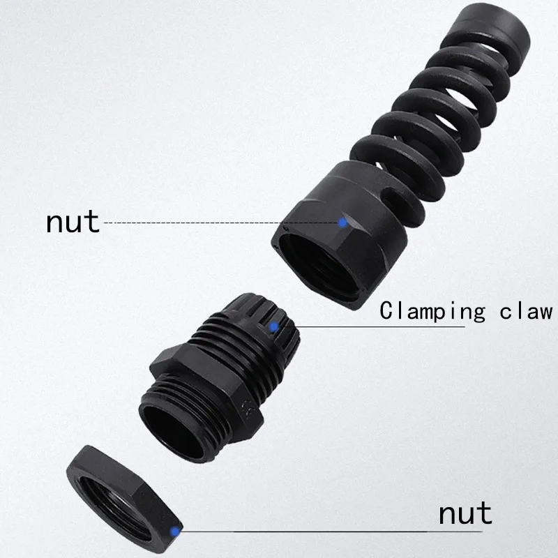 Conector de manga de sellado de cable, protector de estrés de tornillo de plástico, antiflexión, 5 piezas, IP68, resistente al agua, M12, PG7, PG9, PG11, 3-6mm - imagen 4