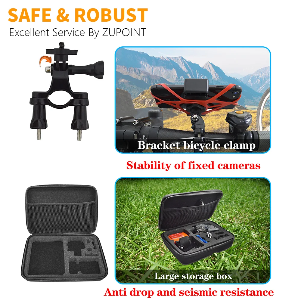 Accesorios de cámara de Video deportiva, Kit de cámara de acción, correa para el pecho, correa para la cabeza, juego de soporte para palo Selfie para GoPro Insta360 DJI OSMO - imagen 5