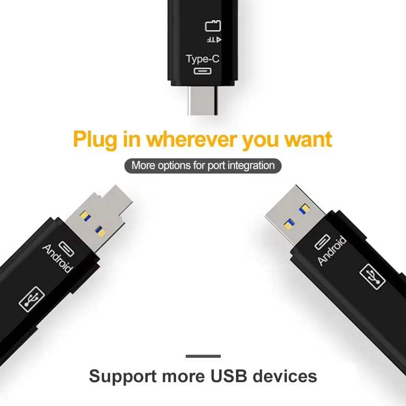 Lector de tarjetas de memoria USB C/USB-A/Micro-USB a TF Micro SD/SDHC/SDXC USB2.0 Hub OTG adaptador para teléfono inteligente tableta portátil - imagen 4