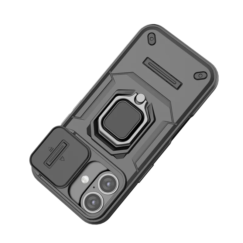 Para Apple iphone 17 funda deslizante para ventanas iphone 17 Pro Max Fundas Coque soporte de anillo de batalla funda de teléfono con lente de empuje iphone 17 - imagen 3