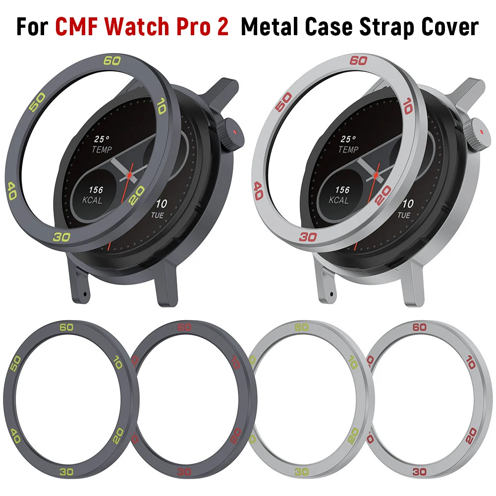 Anillo de bisel de Metal, Protector de Metal, funda de reloj, cubierta de correa, Protector de pantalla de vidrio templado, carcasa de bisel de reloj para CMF Watch Pro 2 - imagen 2