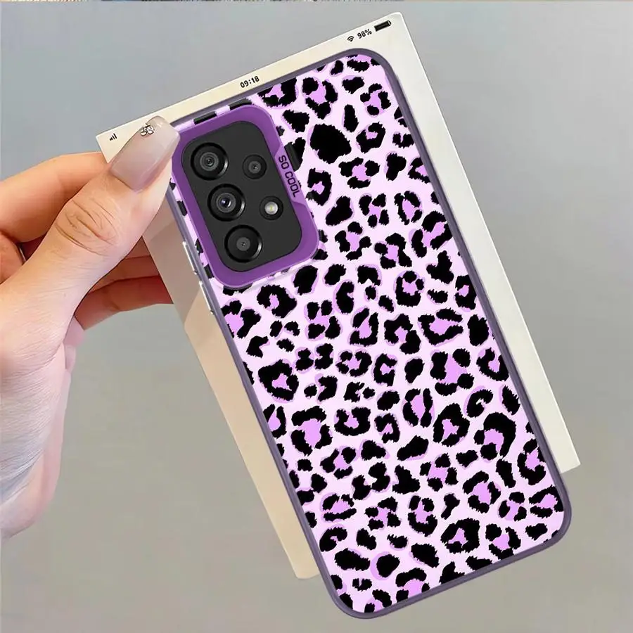 Funda para Samsung Galaxy S23 Note 20 Ultra S23 S25 S24 FE S21 S22 S20 Plus, funda trasera para teléfono, estampado de leopardo de moda púrpura - imagen 3