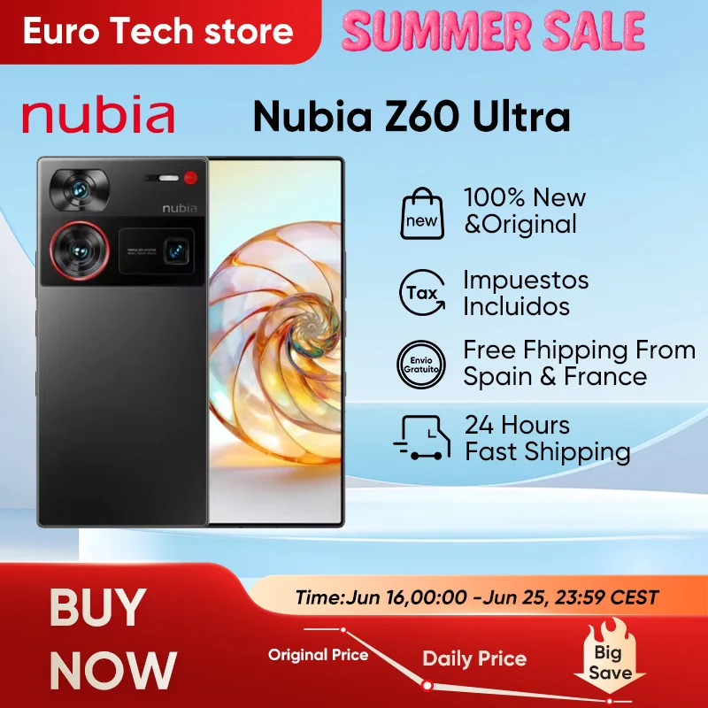 Nubia Z60 versión Ultra Global 64MP principal 6,8 ''5G teléfono Snapdragon 8Gen 3 NFC 6000mAh batería 80W carga rápida IP68 impermeable